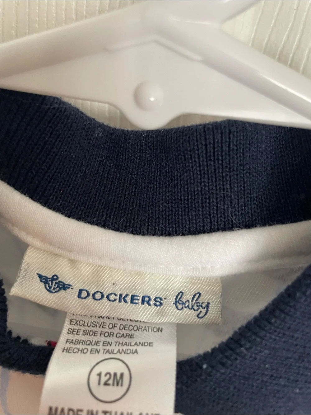 Dockers Baby 9-13 Months Navy & White Baseball Polo One-Piece Kids 100% Cotton